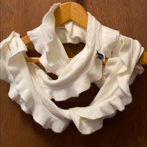 Apt.9 white infinity scarf with scalloped edges